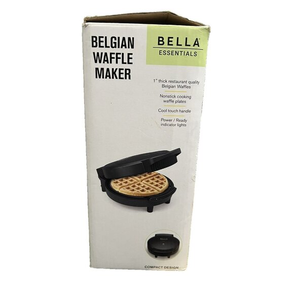 Bella Essentials Belgian Waffle Maker PBA Free Non Stick Power Ready Compact NIB - Picture 3 of 3